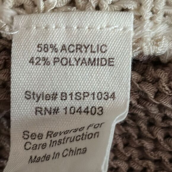 NWT Blu Pepper Colorblock Knit Lounge Shorts — Neutral Cream/Taupe — Size M - Picture 6 of 7